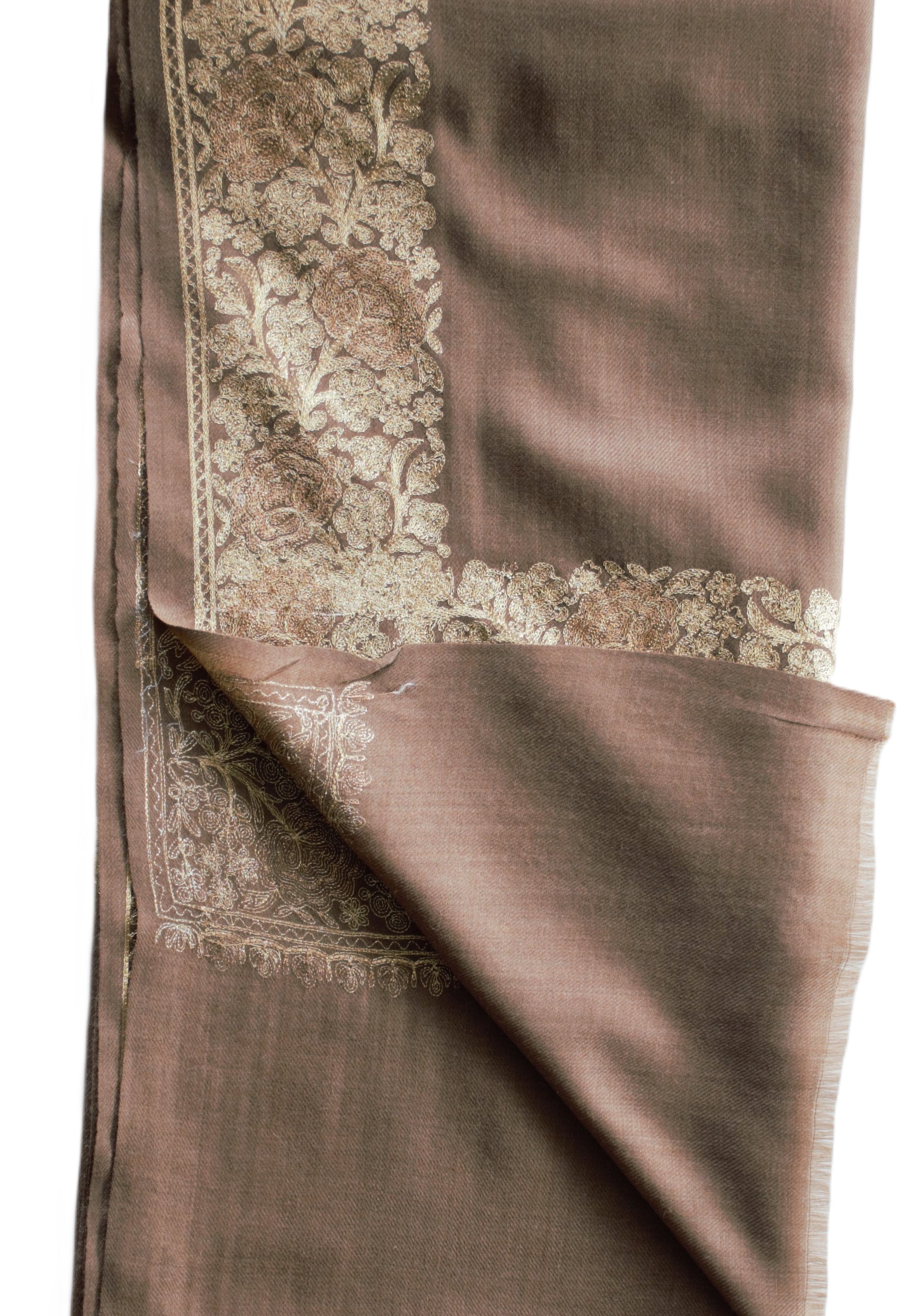 Golden Border Brown Shawl, Pure pashmina shawls in NZ, Buy shawls in nz, Pashmina shawls in new zealand