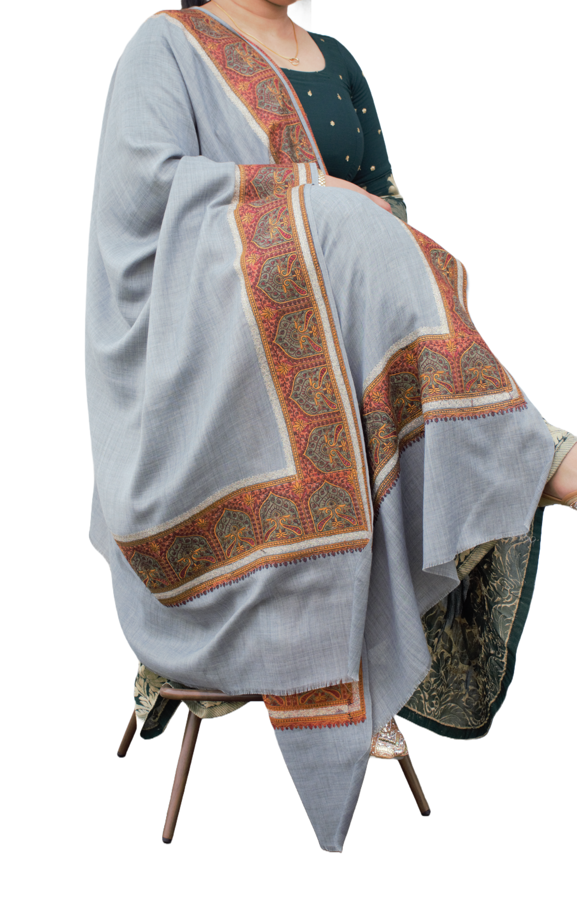 Pashmina Border Embroidery Shawl, Buy Pashmina shawls in nz, pure pashmina