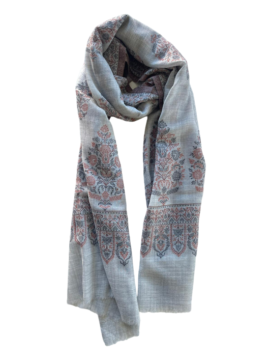 Pashmina Scarf Handmade Light grey,Pashmina Scarf Hand made, Pashmina NewZealand, buy pashmina scarves in NZ, Scarves NZ