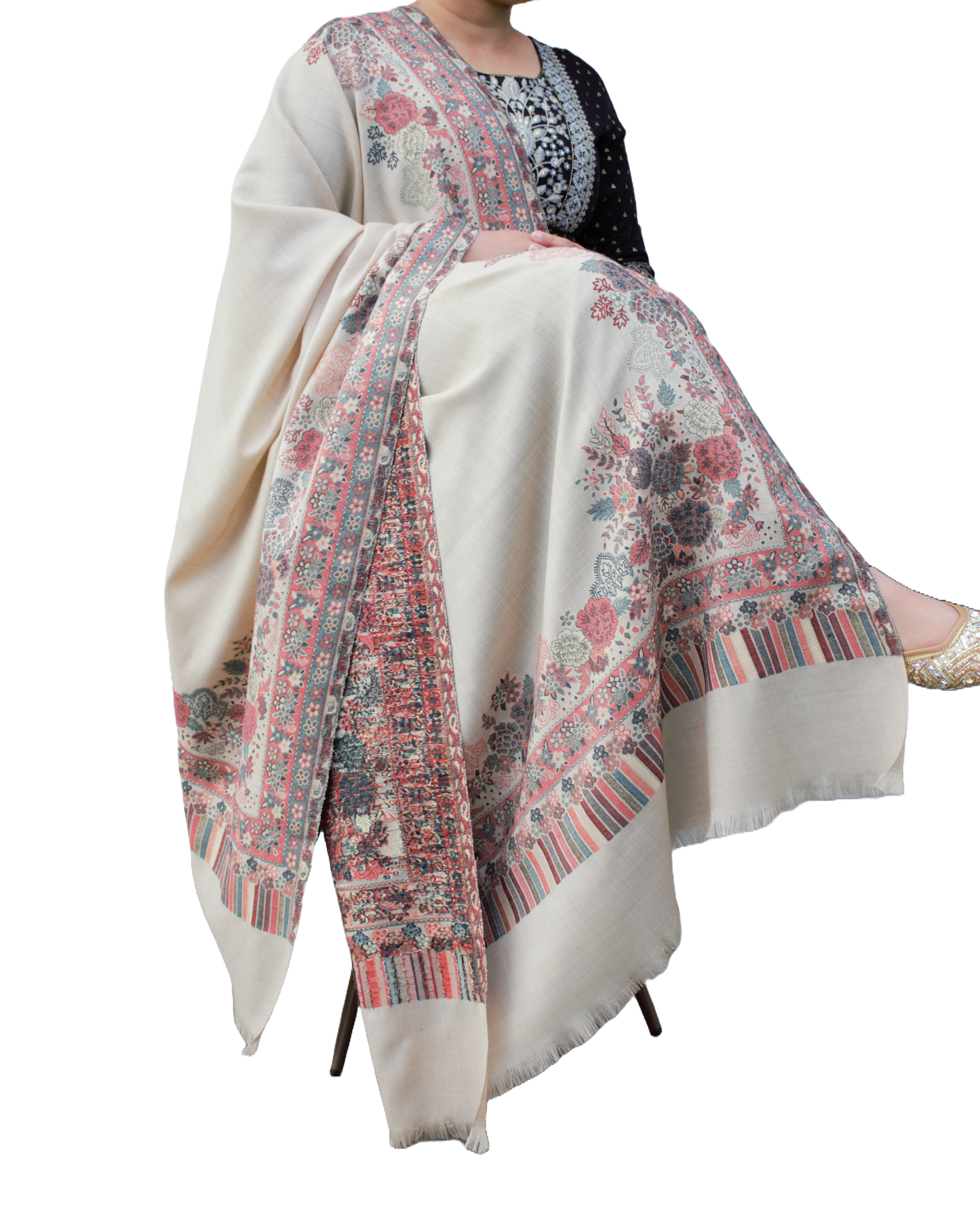 Pashmina Shawl Border Flower Zari