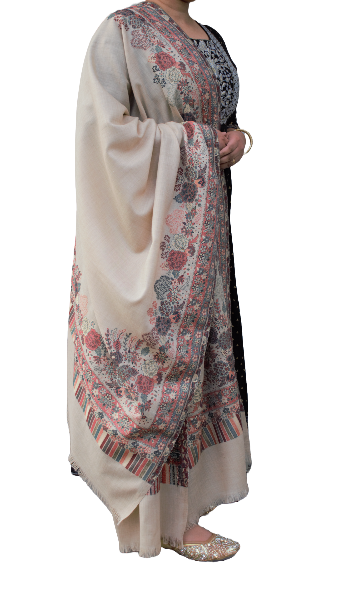 Pashmina Shawl Border Flower Zari,Pure Pashmina