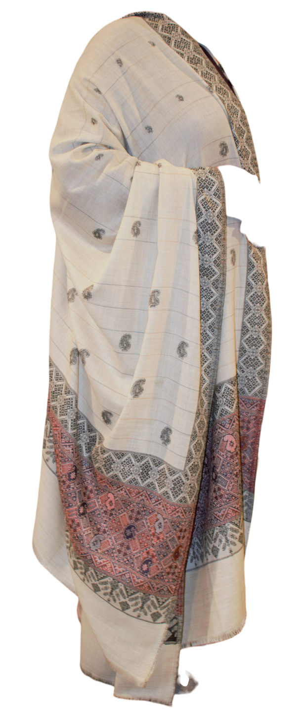 PashminaShawl wide border cream colour