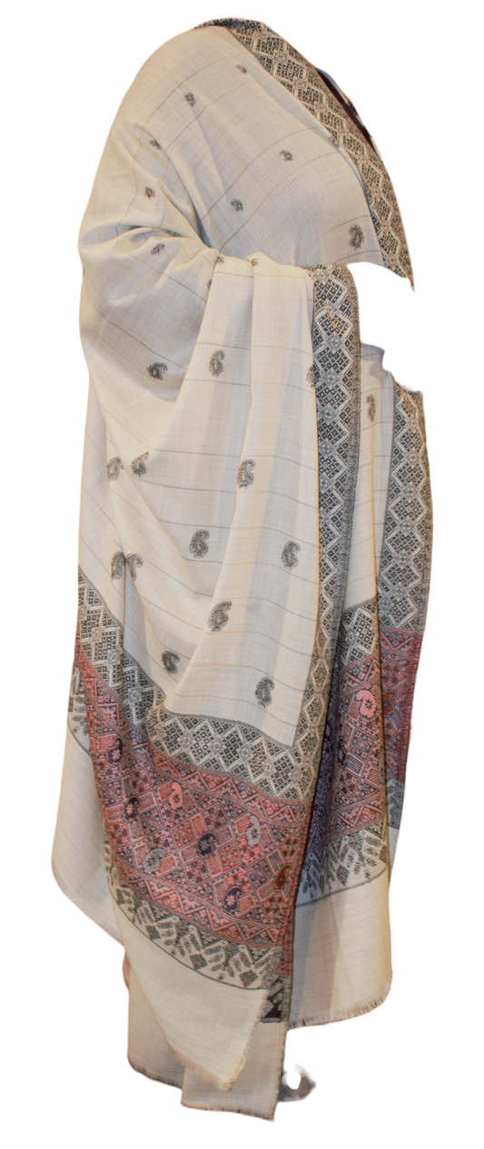 PashminaShawl wide border cream colour