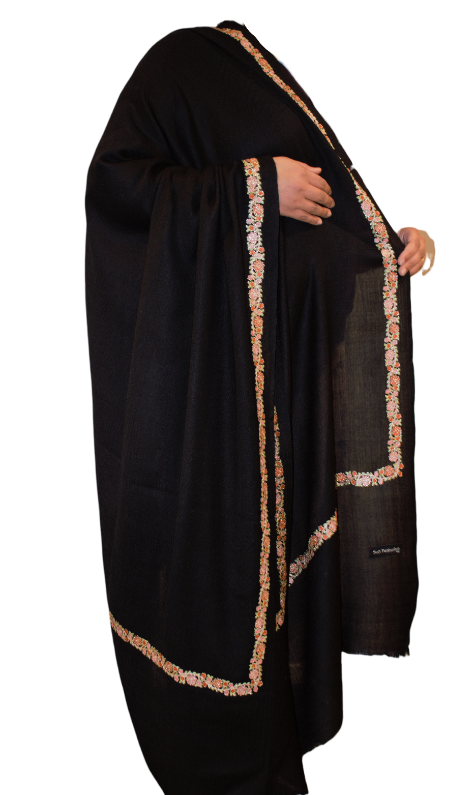 Pashmina ShawlBlack Border Embroidery