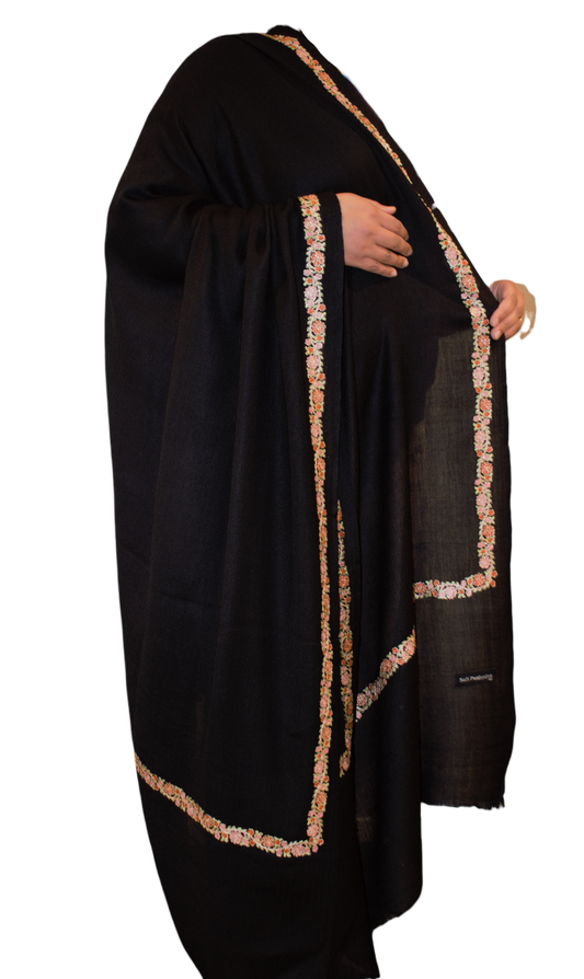 Pashmina ShawlBlack Border Embroidery