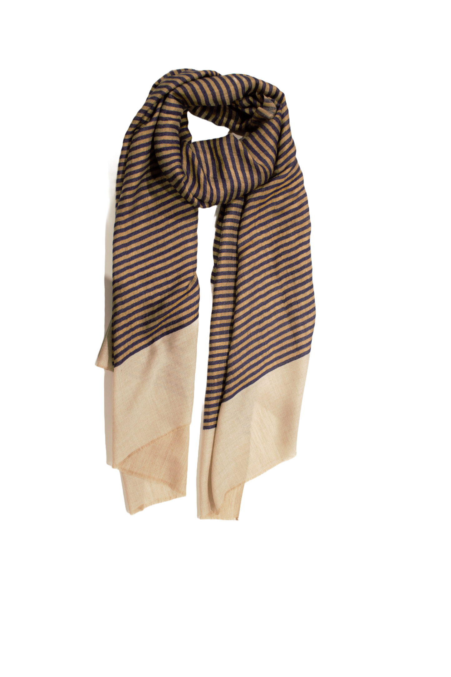 Semi Pashmina Brown Golden Stripe