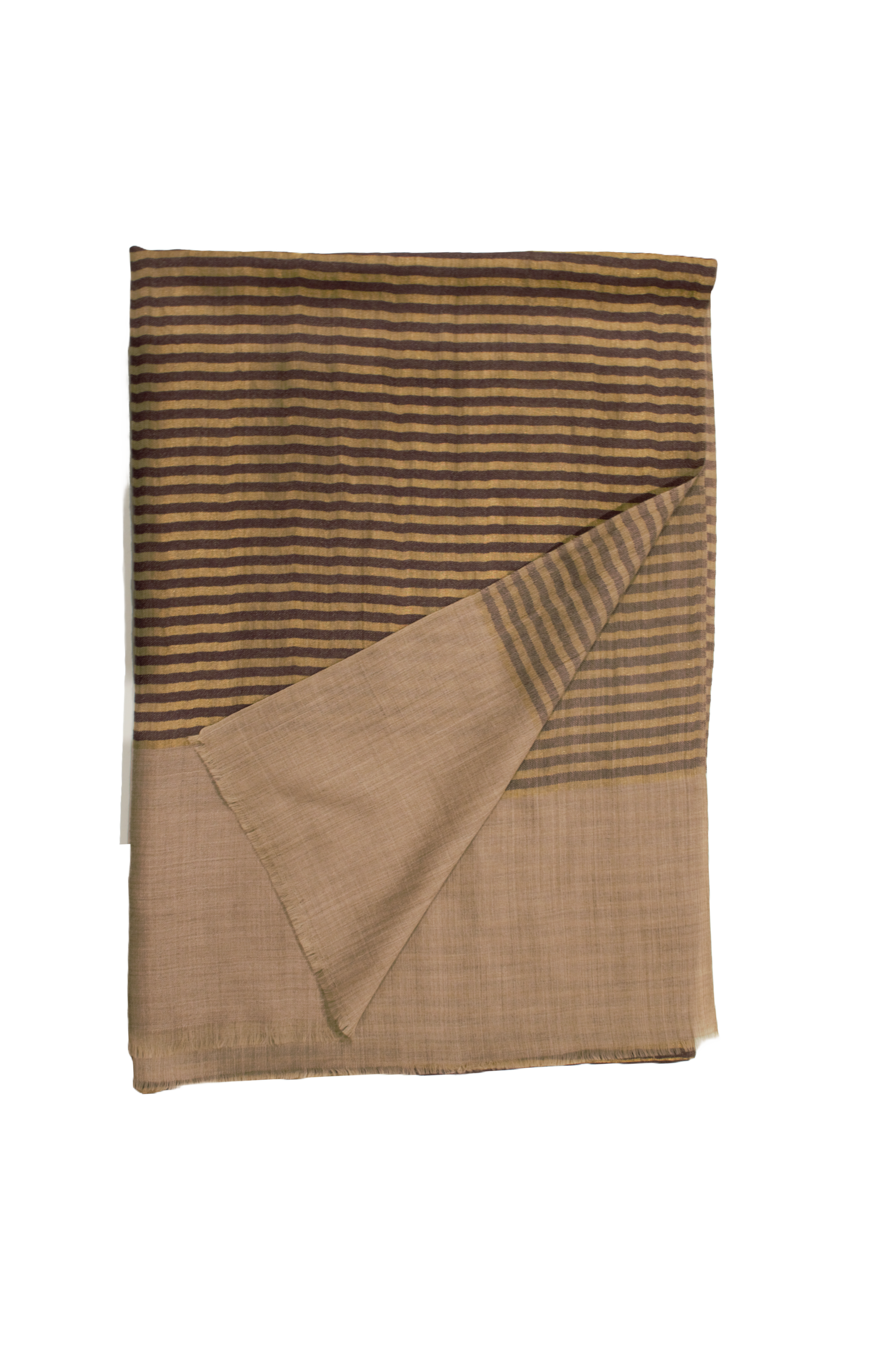 Pashmina Scarf Brown Golden Stripe 