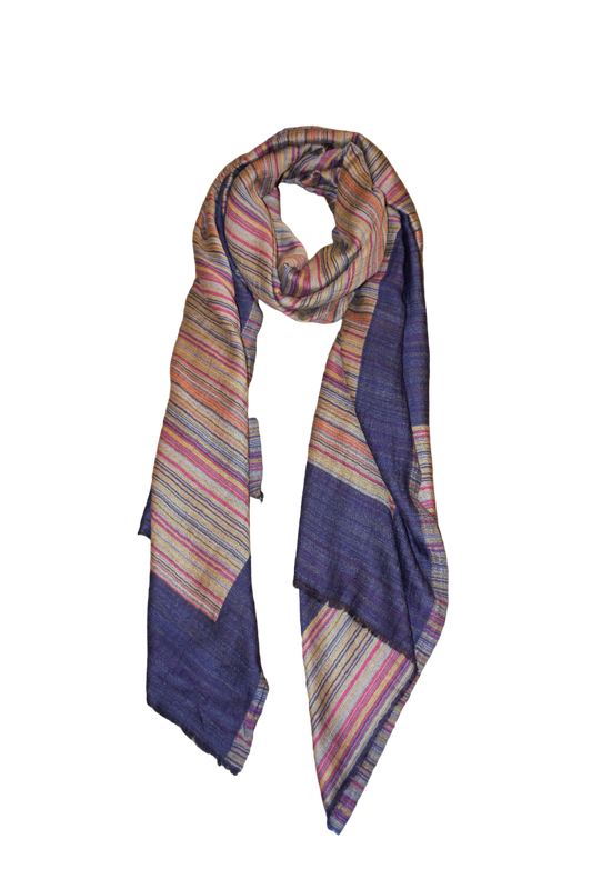 Semi Pashmina Scarf Blue Stripe