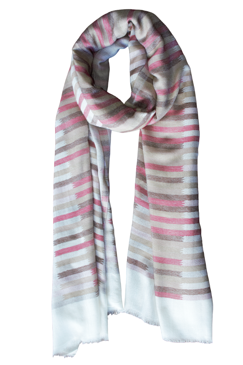 Semi Pashmina Scarf pink Stripe